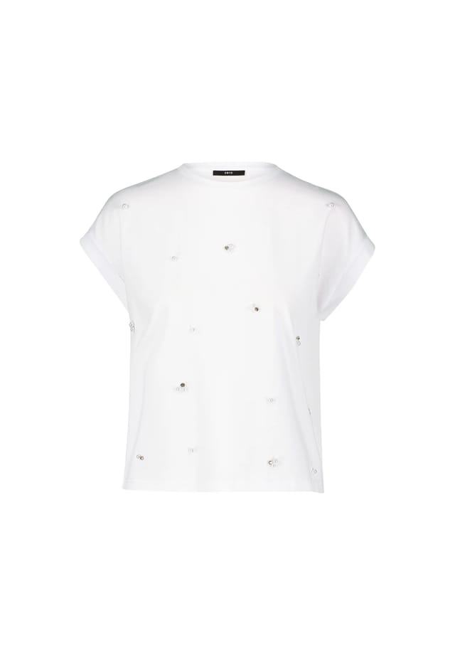 Футболка жемчуг стразы Zero, белый 
Футболка жемчуг стразы Zero, белый