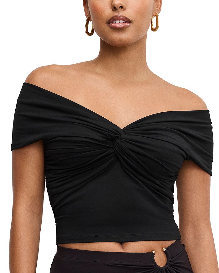 Топ с крученым краем из эластичного джерси Good American, черный
Топ с крученым краем из эластичного джерси Good American, черный