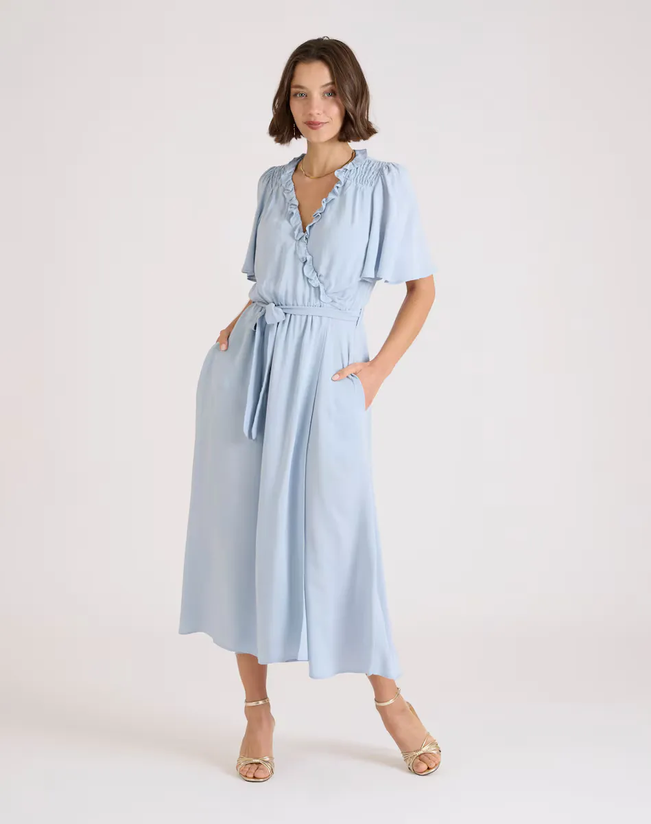 Расклешенное платье с рюшами на вырезе Naf Naf, светло-голубой
Расклешенное платье с рюшами на вырезе Naf Naf, светло-голубой