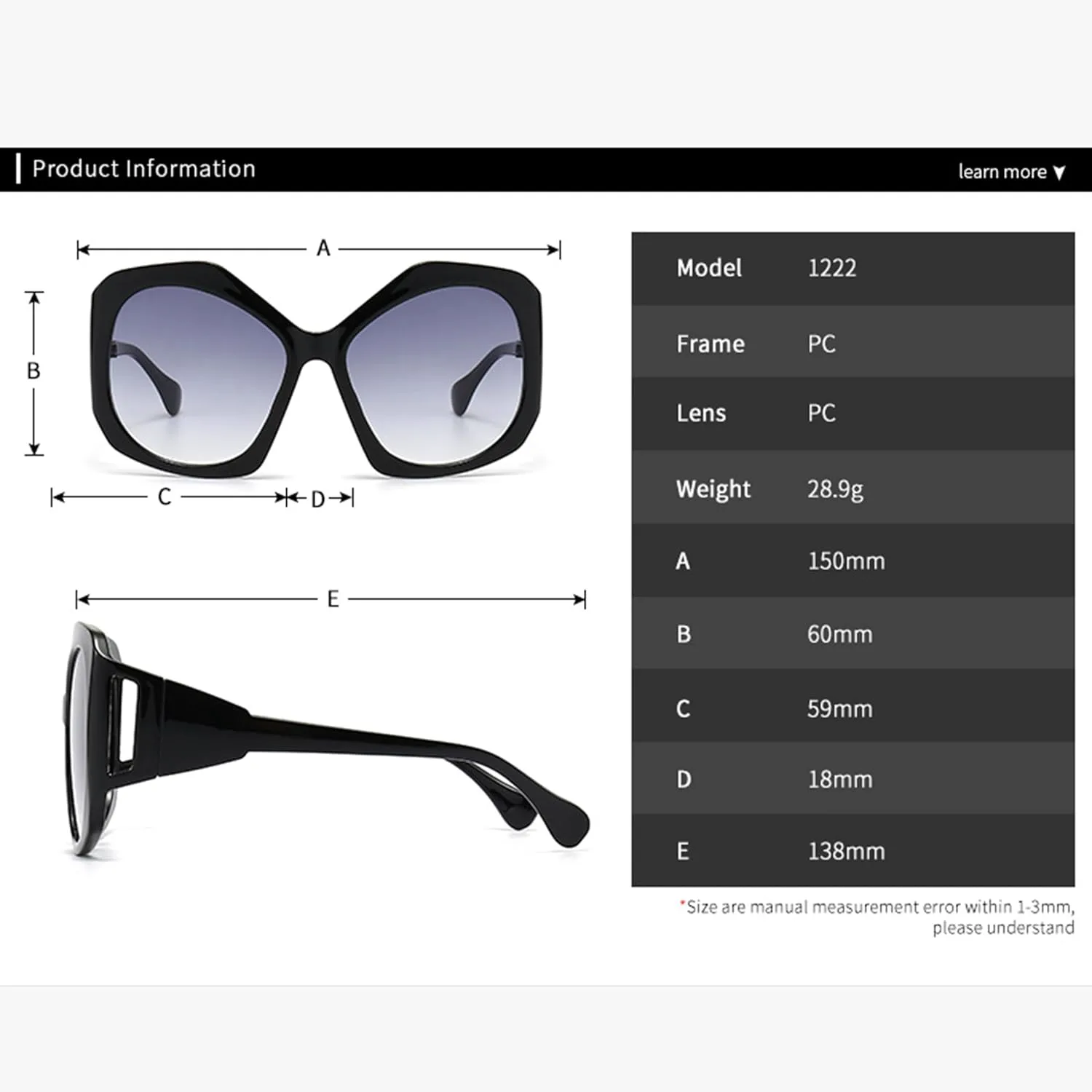 bullabulling Большие солнцезащитные очки-бабочки для женщин, модные очки с крупными линзами, защита от УФ-излучения, многоугольные солнцезащитные очки, Black
bullabulling Большие солнцезащитные очки-бабочки для женщин, модные очки с крупными линзами, защита от УФ-излучения, многоугольные солнцезащитные очки, Black