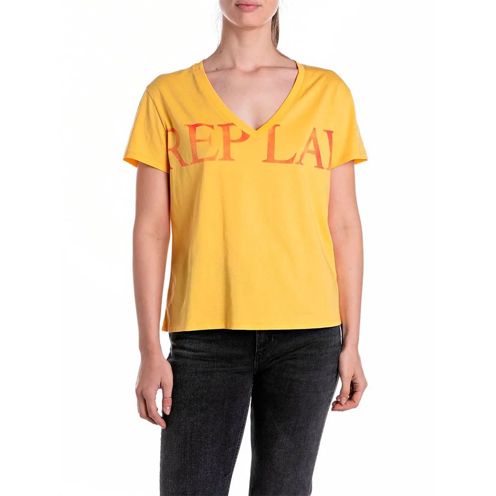 Футболка Replay W3084F.000.20994 short sleeve v neck, желтый 
Футболка Replay W3084F.000.20994 short sleeve v neck, желтый