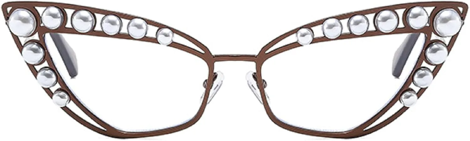 Роскошные солнцезащитные очки с бриллиантами и жемчугом для женщин, модель «кошачий глаз», винтажные солнцезащитные очки в металлической оправе mincl, Brown Clear
Роскошные солнцезащитные очки с бриллиантами и жемчугом для женщин, модель «кошачий глаз», винтажные солнцезащитные очки в металлической оправе mincl, Brown Clear