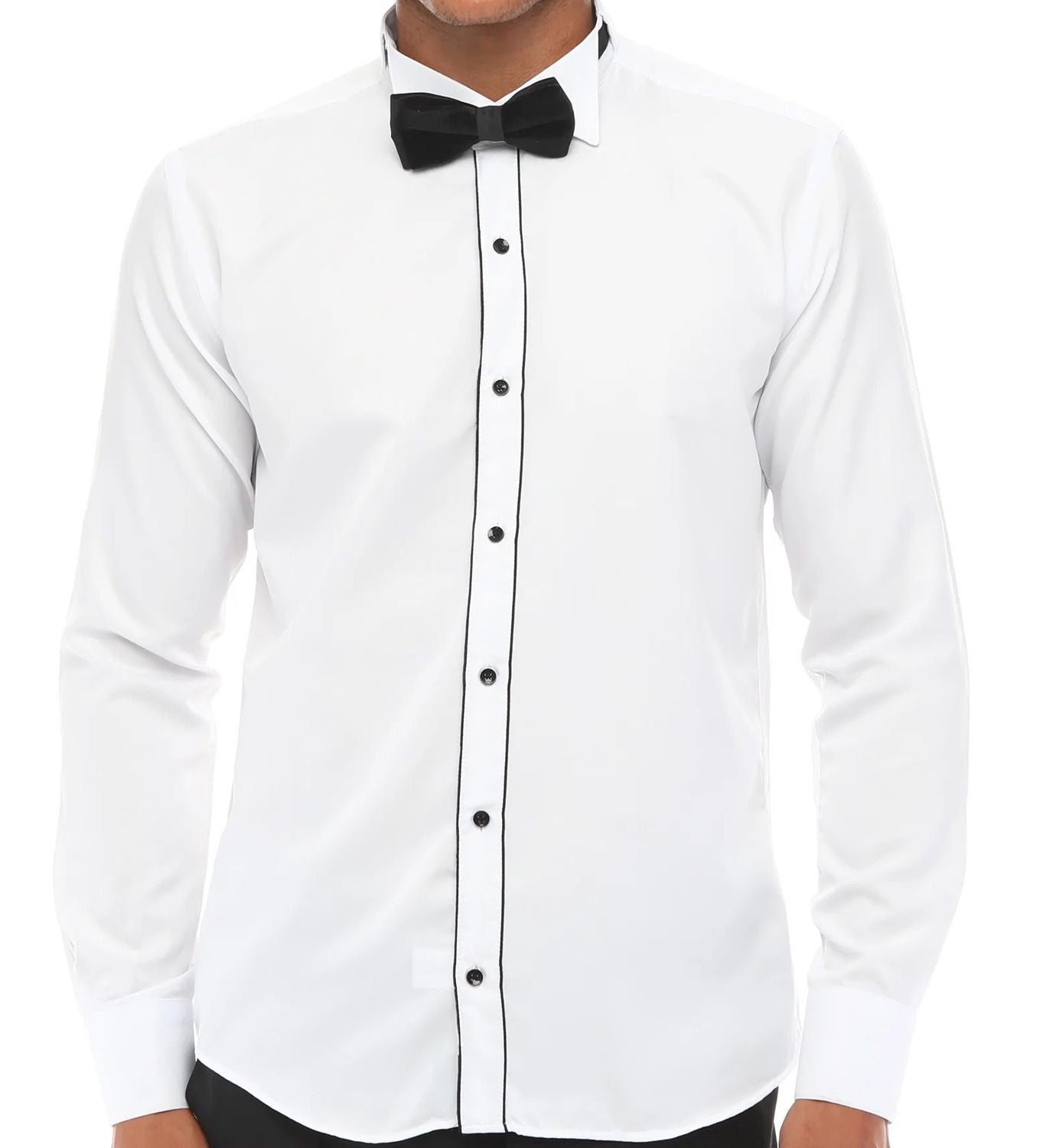 Белая рубашка с воротником-стойкой, двойными манжетами и полосками TruClothing
Белая рубашка с воротником-стойкой, двойными манжетами и полосками TruClothing