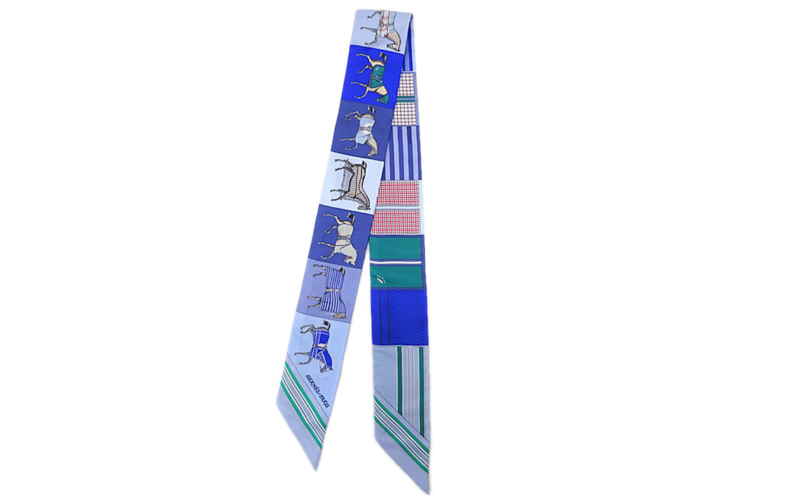 Шелковый шарф Twilly Unisex синий HERMES 
Шелковый шарф Twilly Unisex синий HERMES