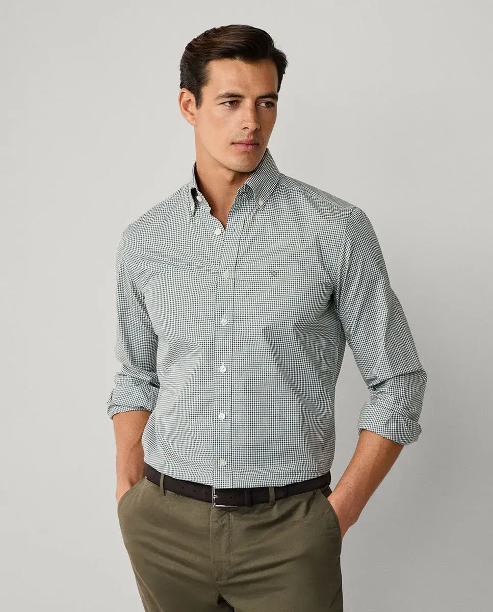 Мужская хлопковая рубашка в клетку виши, классическая посадка, большие размеры Hackett, зеленый
Мужская хлопковая рубашка в клетку виши, классическая посадка, большие размеры Hackett, зеленый