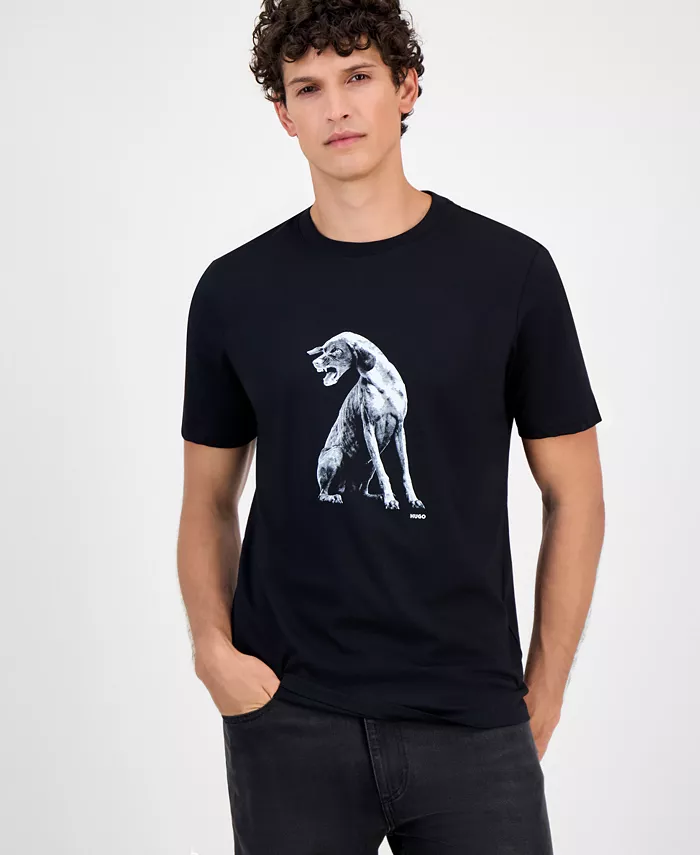 Мужская хлопковая футболка с принтом Hugo Boss, черный
Мужская хлопковая футболка с принтом Hugo Boss, черный