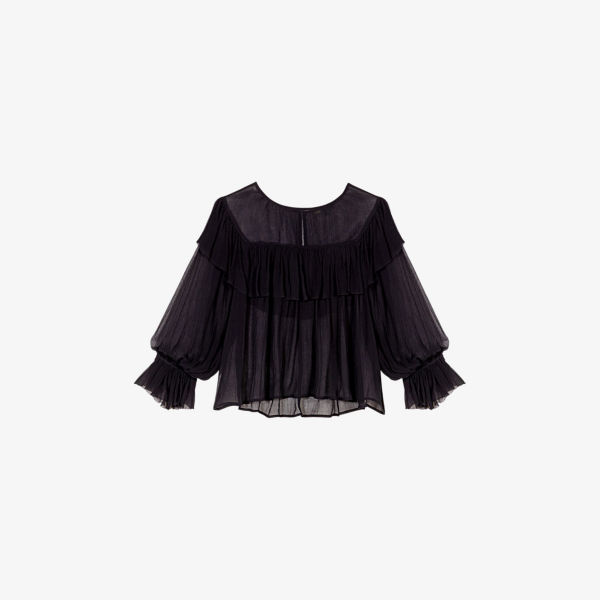 Блузка с длинными рукавами Maje полупрозрачная шифоновая, мультиколор
Блузка с длинными рукавами Maje полупрозрачная шифоновая, мультиколор