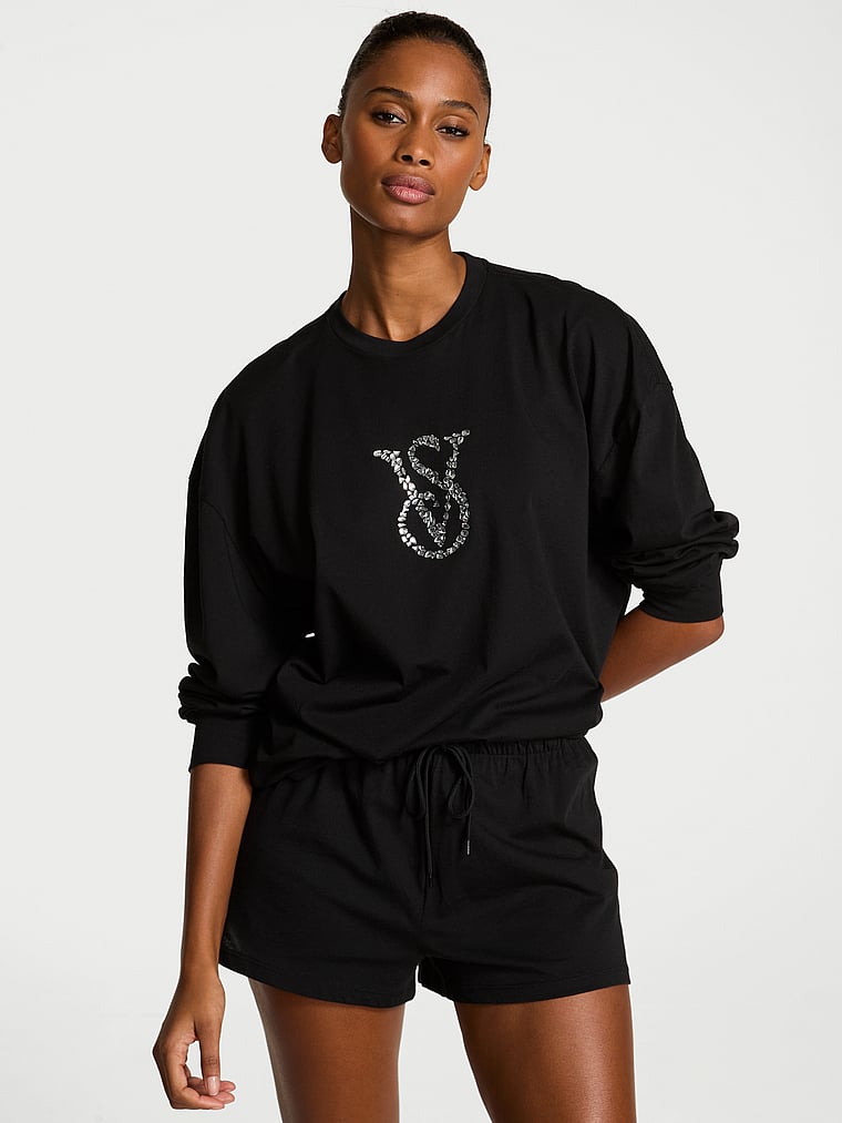 Пижамный комплект с короткими рукавами из блестящего 100% хлопка Victoria'S Secret, black
Пижамный комплект с короткими рукавами из блестящего 100% хлопка Victoria'S Secret, black