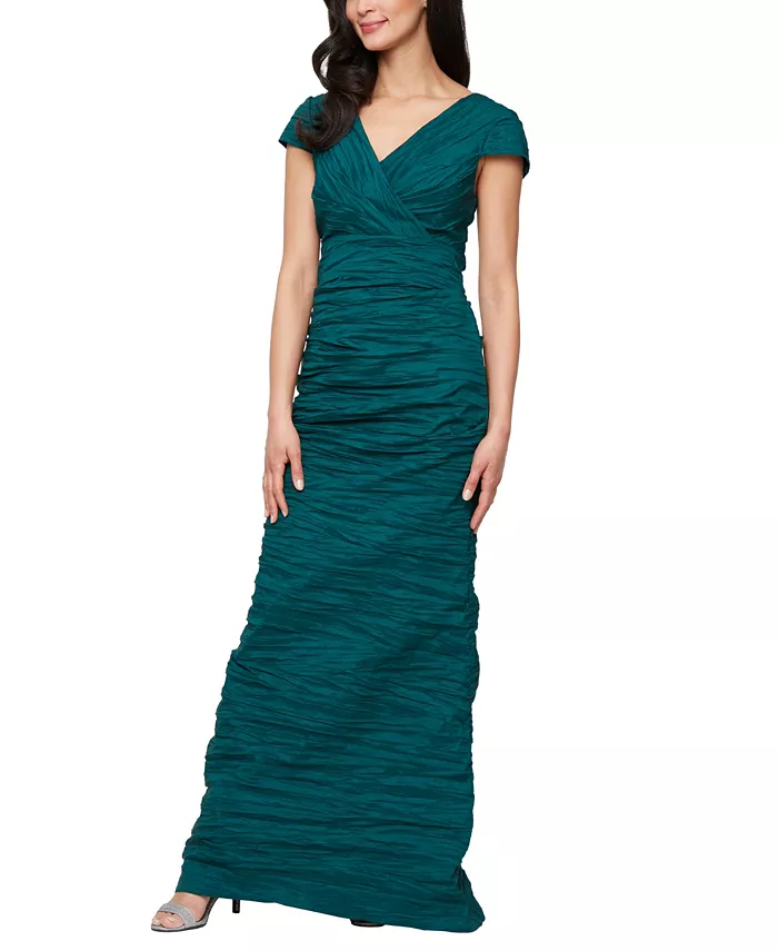Женское длинное платье из жатой эластичной тафты Alex Evenings, зеленый
Женское длинное платье из жатой эластичной тафты Alex Evenings, зеленый
