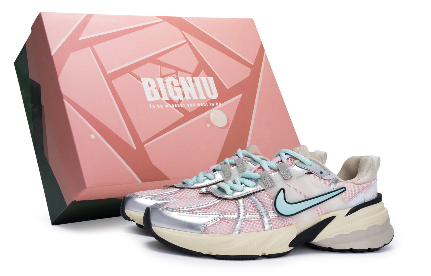 Кроссовки для бега V2K Run женские с низким верхом розовый/синий Nike 
Кроссовки для бега V2K Run женские с низким верхом розовый/синий Nike