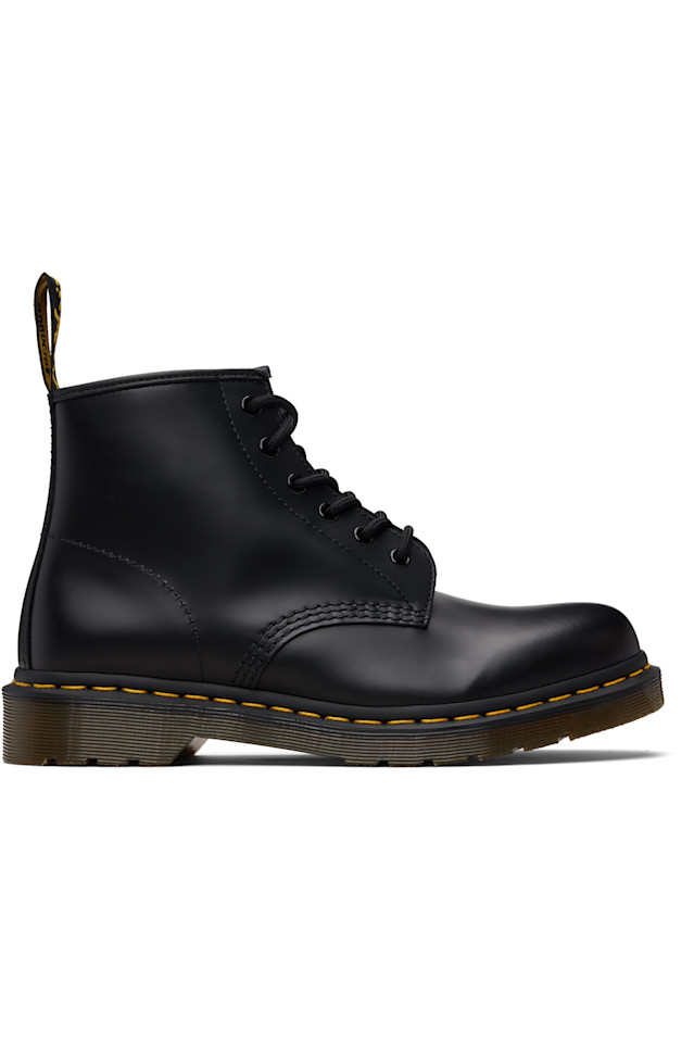 Dr. Martens Черные 101 гладкие кожаные ботильоны с желтой строчкой
Dr. Martens Черные 101 гладкие кожаные ботильоны с желтой строчкой