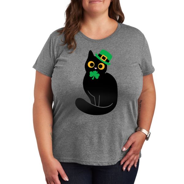 Плюс футболка с изображением черного кота, держащего клевер Licensed Character, серый
Плюс футболка с изображением черного кота, держащего клевер Licensed Character, серый