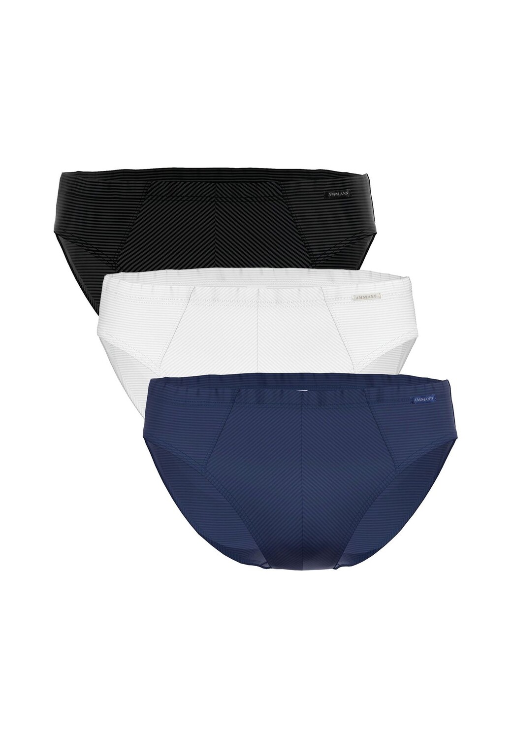 Мужские трусы, набор из 3 шт — мини-трусы Cotton & More, полоски тон в тон, смесь хлопка AMMANN, цвет Wei_/dunkelblau/schwarz 
Мужские трусы, набор из 3 шт — мини-трусы Cotton & More, полоски тон в тон, смесь хлопка AMMANN, цвет Wei_/dunkelblau/schwarz