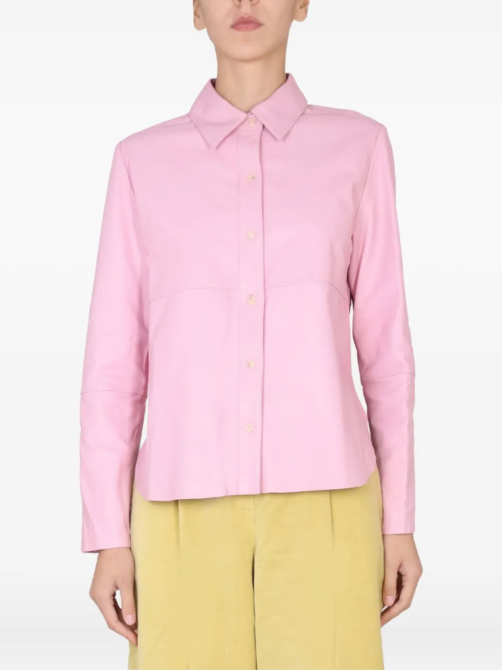 Кожаная рубашка на пуговицах Alysi, розовый
Кожаная рубашка на пуговицах Alysi, розовый