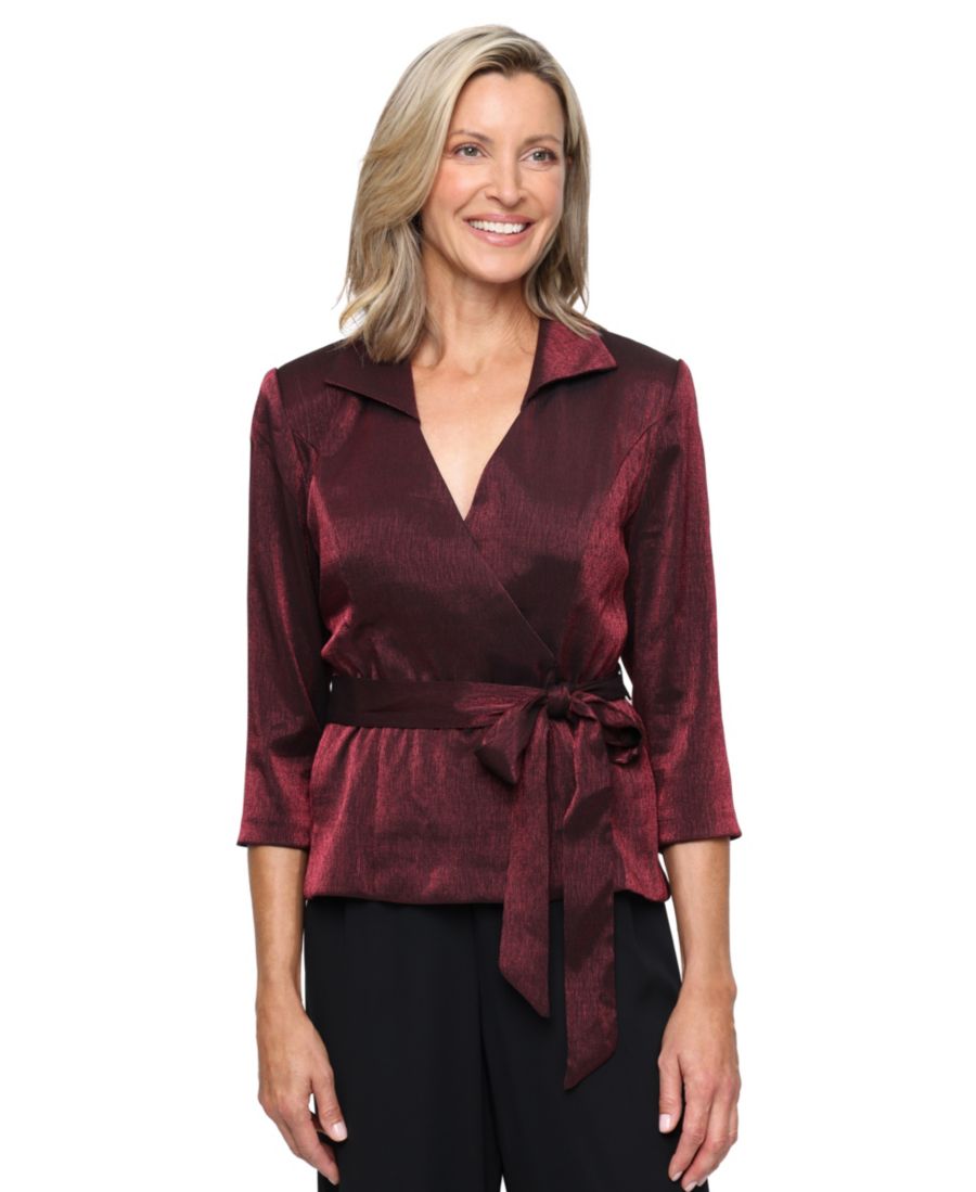 Укороченный блестящий топ с V-образным вырезом Alex Evenings, Wine
Укороченный блестящий топ с V-образным вырезом Alex Evenings, Wine