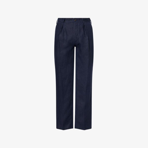 Брюки прямого кроя Drakes Mki Antique Games из льна, синий
Брюки прямого кроя Drakes Mki Antique Games из льна, синий