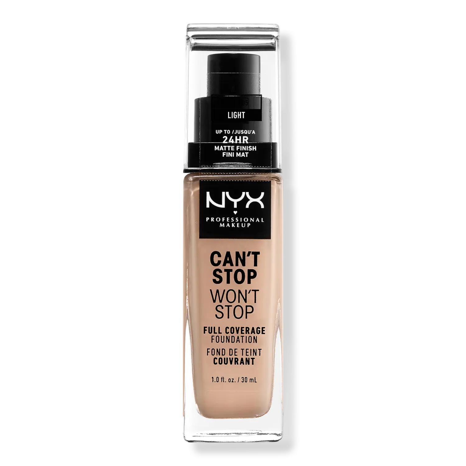 Тональная основа Can't Stop Won't Stop с матовым покрытием, обеспечивающая полное покрытие в течение 24 часов. NYX Professional Makeup, Light (light w/ neutral undertone)
Тональная основа Can't Stop Won't Stop с матовым покрытием, обеспечивающая полное покрытие в течение 24 часов. NYX Professional Makeup, Light (light w/ neutral undertone)