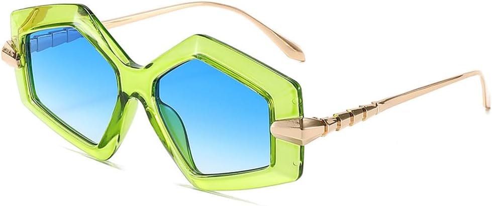 Качественные солнцезащитные очки из металлического сплава с нестандартными дужками, модные женские очки с геометрическим многоугольным рисунком, защита от ультрафиолета UV400 TKKTLLT, Green Blue
Качественные солнцезащитные очки из металлического сплава с нестандартными дужками, модные женские очки с геометрическим многоугольным рисунком, защита от ультрафиолета UV400 TKKTLLT, Green Blue