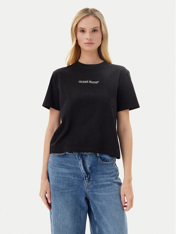 Футболка обычного кроя W5RI4 2K8HM0 Guess Jeans, черный 
Футболка обычного кроя W5RI4 2K8HM0 Guess Jeans, черный