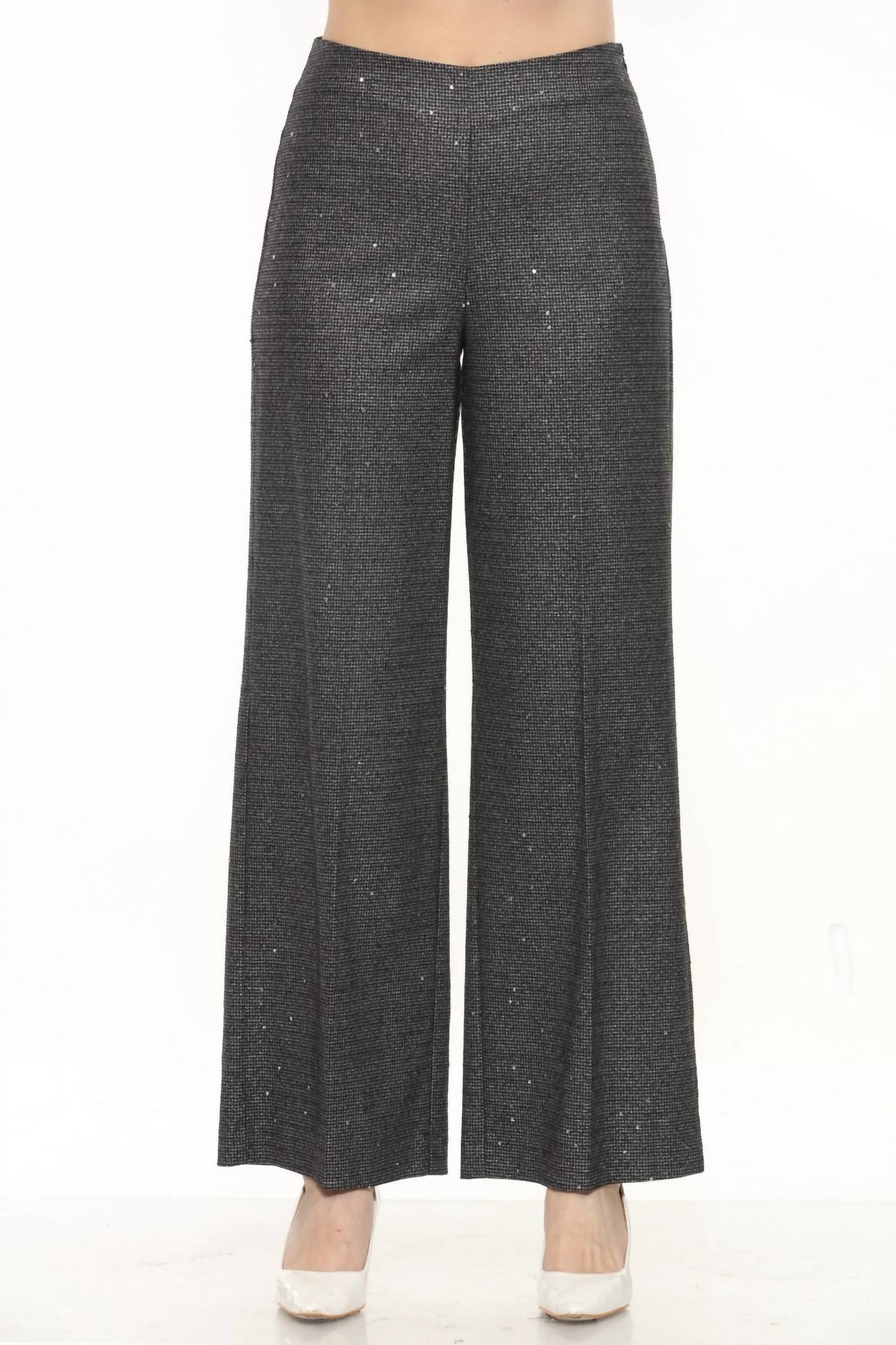 Черно-серая широкие брюки с пайетками в клетку "гусиная лапка" Joseph Ribkoff
Черно-серая широкие брюки с пайетками в клетку "гусиная лапка" Joseph Ribkoff