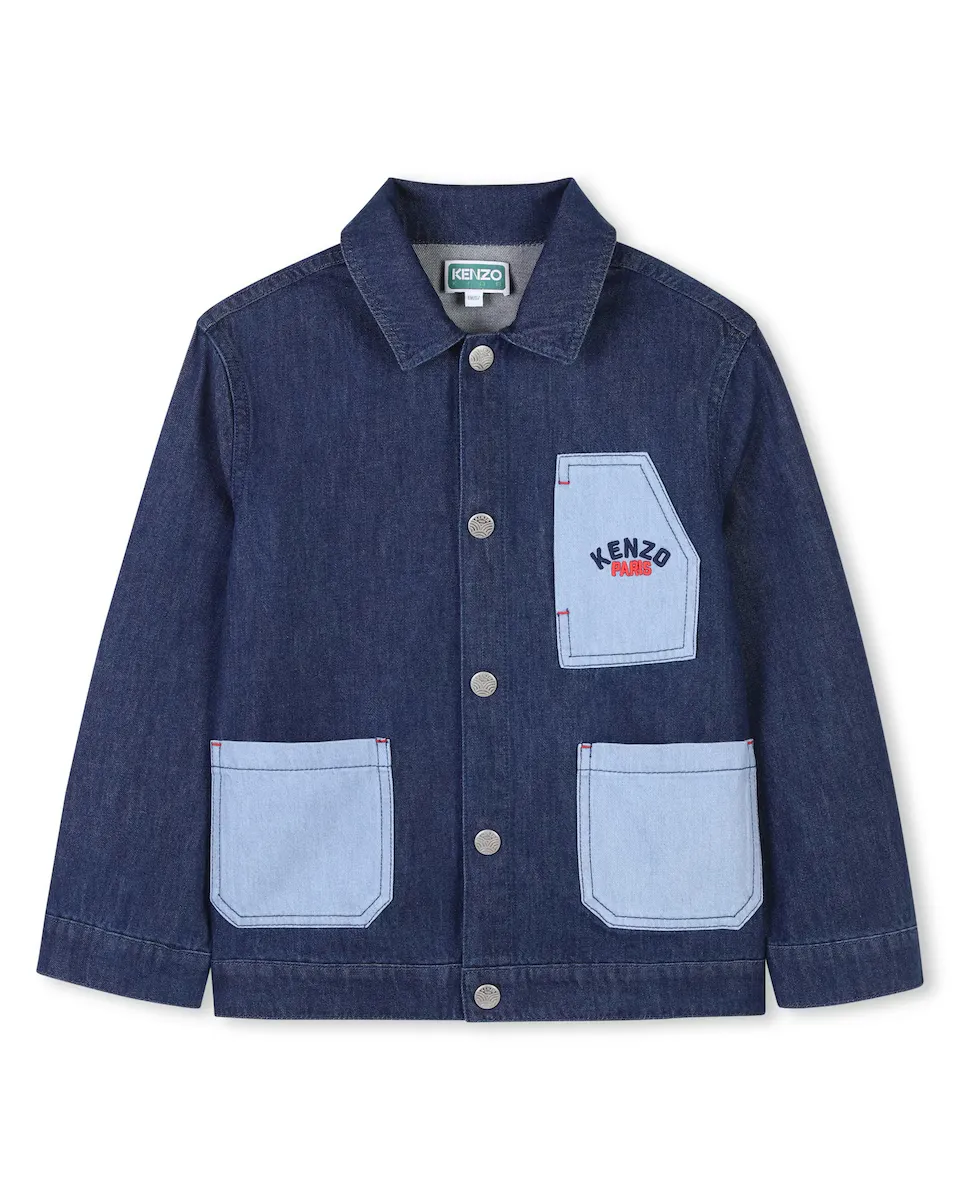 Джинсовая куртка с рубашечным воротником и контрастными карманами Kenzo Kids, синий
Джинсовая куртка с рубашечным воротником и контрастными карманами Kenzo Kids, синий
