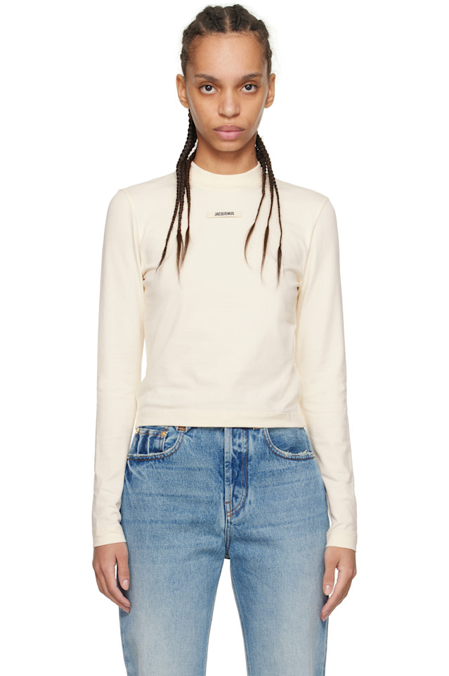 Футболка с длинным рукавом в рубчик Jacquemus, бежевый 
Футболка с длинным рукавом в рубчик Jacquemus, бежевый