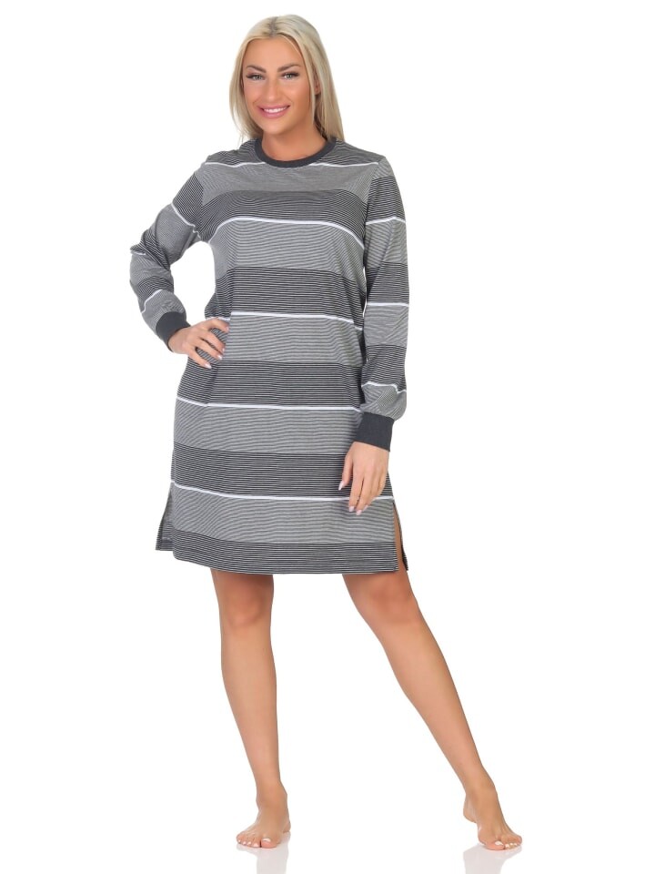 Ночная рубашка NORMANN langarm Bündchen Streifen, цвет grau-mel.
Ночная рубашка NORMANN langarm Bündchen Streifen, цвет grau-mel.