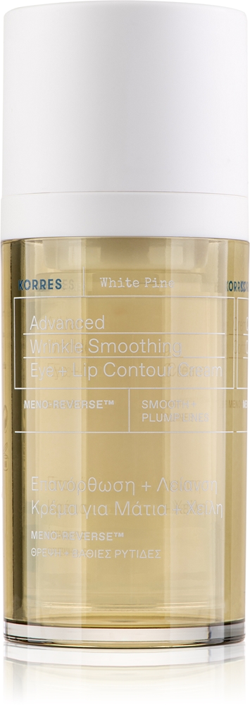 Омолаживающий крем для контура глаз и губ «Мено-реверс» с белой сосной для зрелой кожи Korres, 15 мл
Омолаживающий крем для контура глаз и губ «Мено-реверс» с белой сосной для зрелой кожи Korres, 15 мл