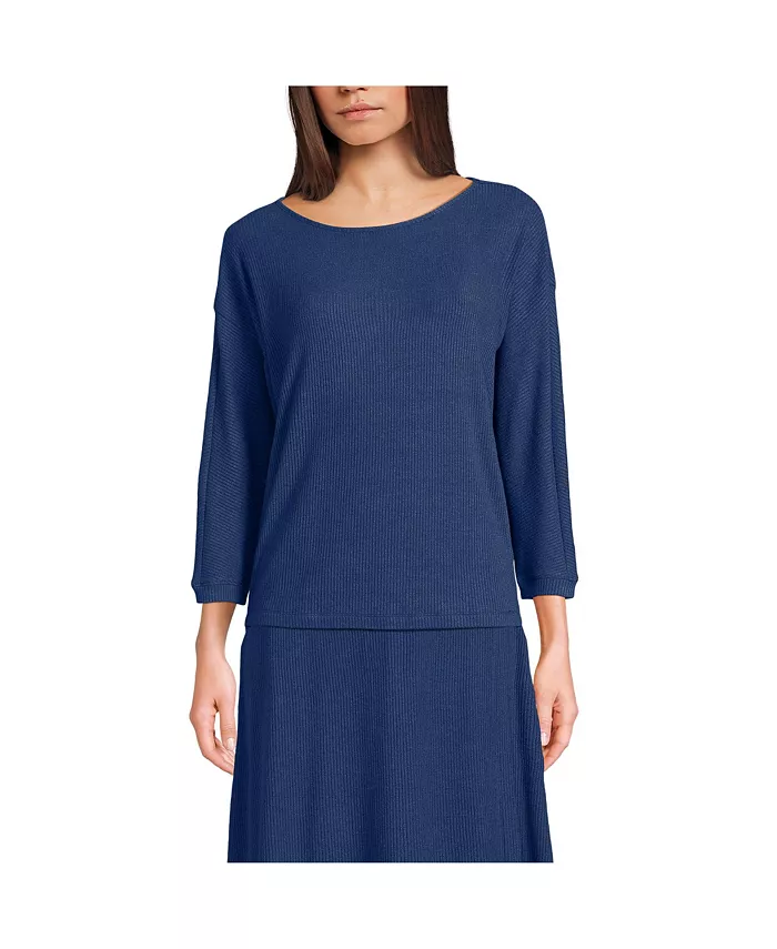 Женский топ-летучая мышь с рукавами 3/4 и удобным ребром Lands' End, синий
Женский топ-летучая мышь с рукавами 3/4 и удобным ребром Lands' End, синий