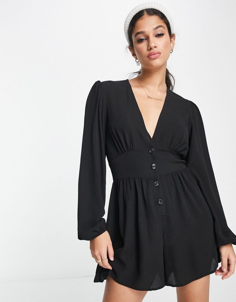 Черный комбинезон из крепа с глубоким вырезом и рукавами-фонариками ASOS DESIGN
Черный комбинезон из крепа с глубоким вырезом и рукавами-фонариками ASOS DESIGN