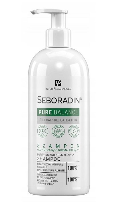 Очищающий и нормализующий шампунь для волос Seboradin Pure Balance, 400 мл Inter Fragrances
Очищающий и нормализующий шампунь для волос Seboradin Pure Balance, 400 мл Inter Fragrances