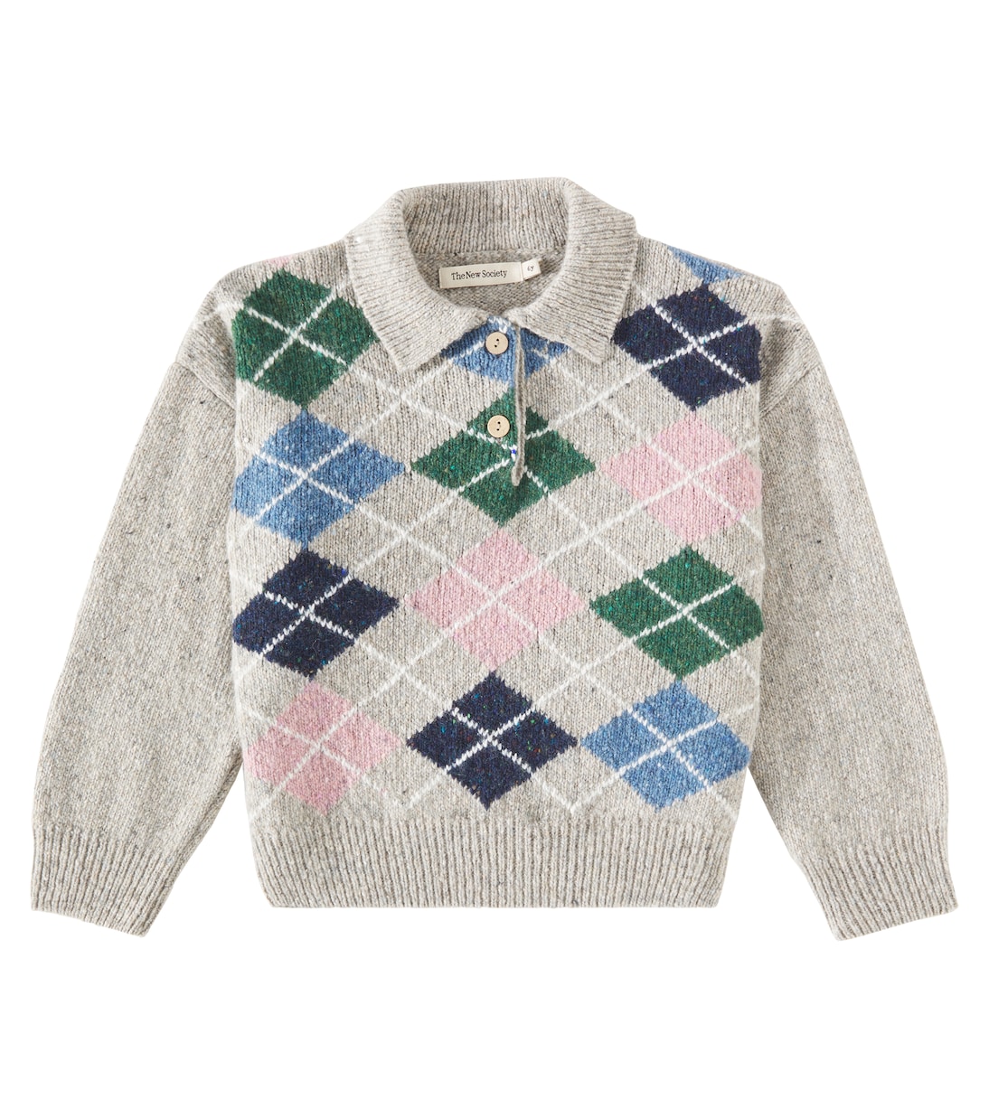 Свитер-поло из смеси шерсти Глазго The New Society, Mist Melange 
Свитер-поло из смеси шерсти Глазго The New Society, Mist Melange