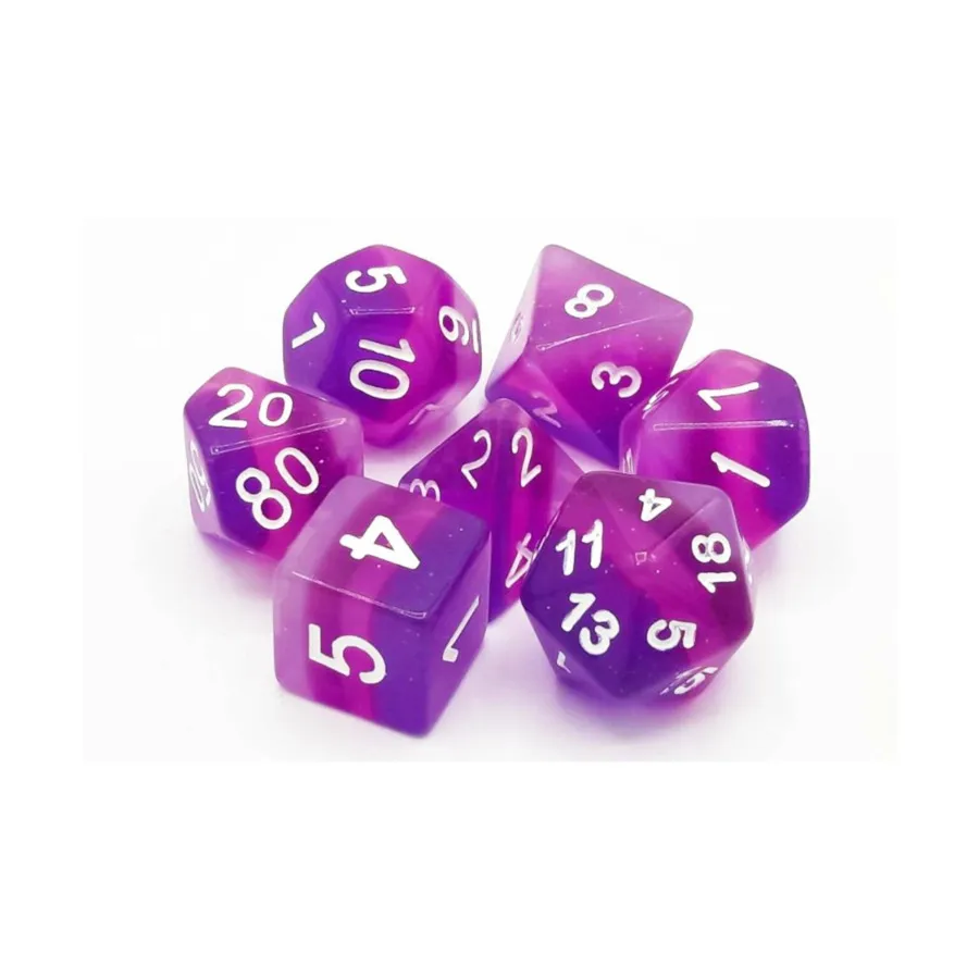 Набор Poly Set Purple Aurora с белым (7) (2-е издание), Acrylic-Resin Dice - Gradient
Набор Poly Set Purple Aurora с белым (7) (2-е издание), Acrylic-Resin Dice - Gradient