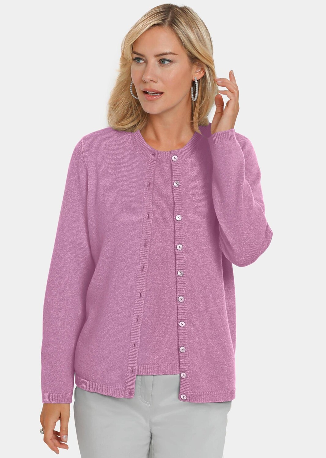 Кардиган GOLDNER Kaschmirstrickjacke mit Rundhalsausschnitt, цвет flieder
Кардиган GOLDNER Kaschmirstrickjacke mit Rundhalsausschnitt, цвет flieder