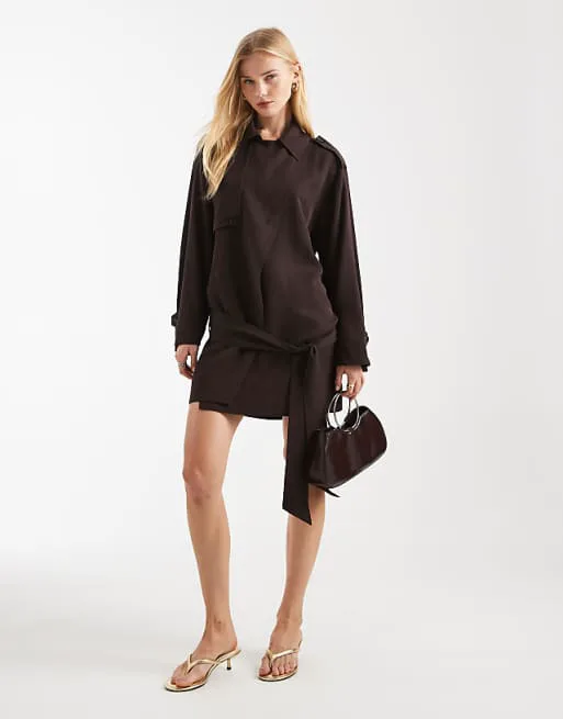 Шоколадно-коричневое платье-тренч ASOS DESIGN
Шоколадно-коричневое платье-тренч ASOS DESIGN