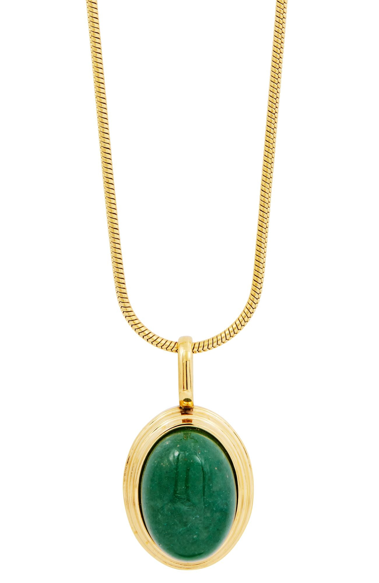 Позолоченный овальный кулон из зеленого авантюрина со змеиной цепью Savvy Cie Jewels, желто-зеленый
Позолоченный овальный кулон из зеленого авантюрина со змеиной цепью Savvy Cie Jewels, желто-зеленый