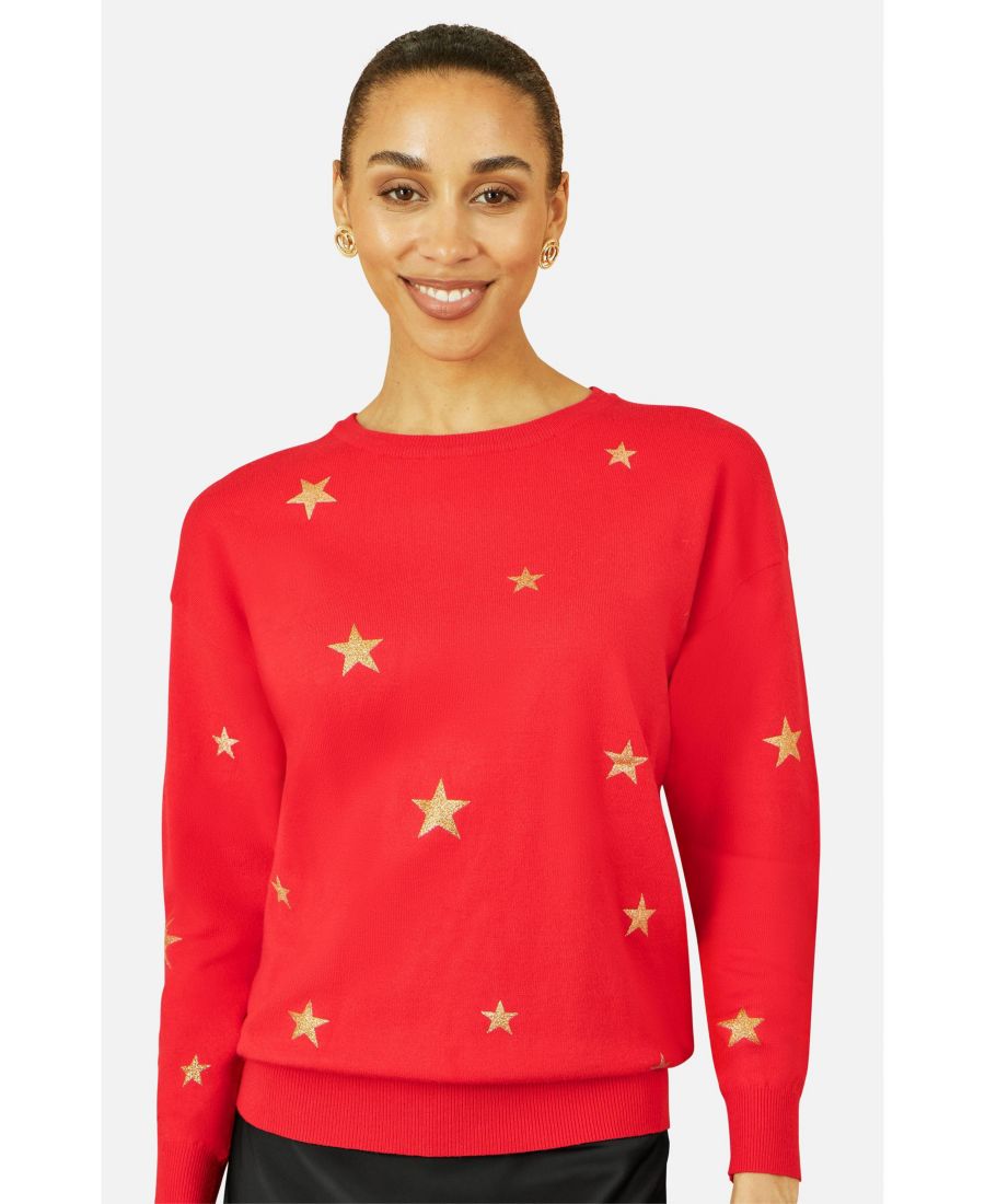 Женский свитер свободного кроя с принтом в виде фольгированных звезд Yumi, Red
Женский свитер свободного кроя с принтом в виде фольгированных звезд Yumi, Red