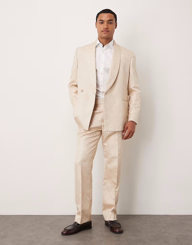 Прямые брюки из жаккардового песочного цвета Asos Design
Прямые брюки из жаккардового песочного цвета Asos Design