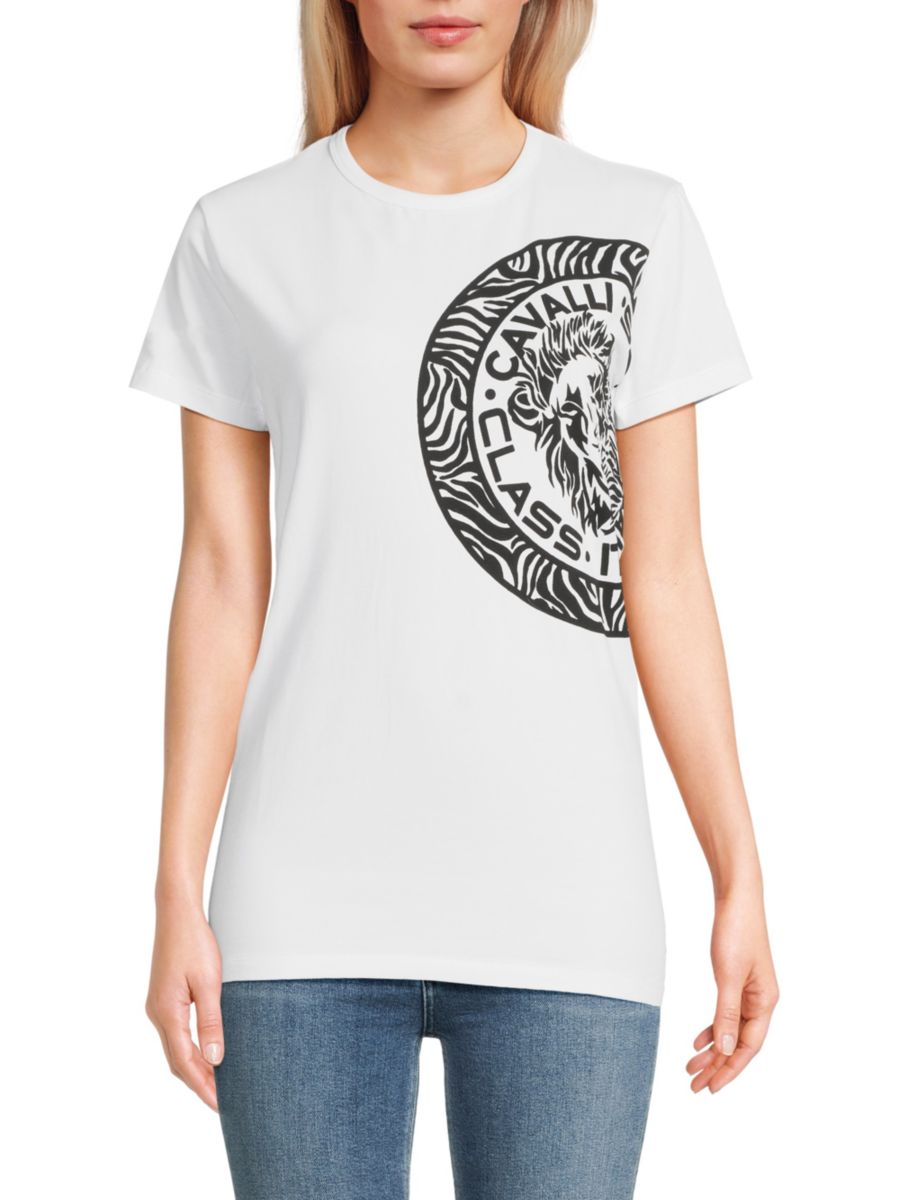 Футболка с логотипом Roberto Cavalli, белый/черный 
Футболка с логотипом Roberto Cavalli, белый/черный