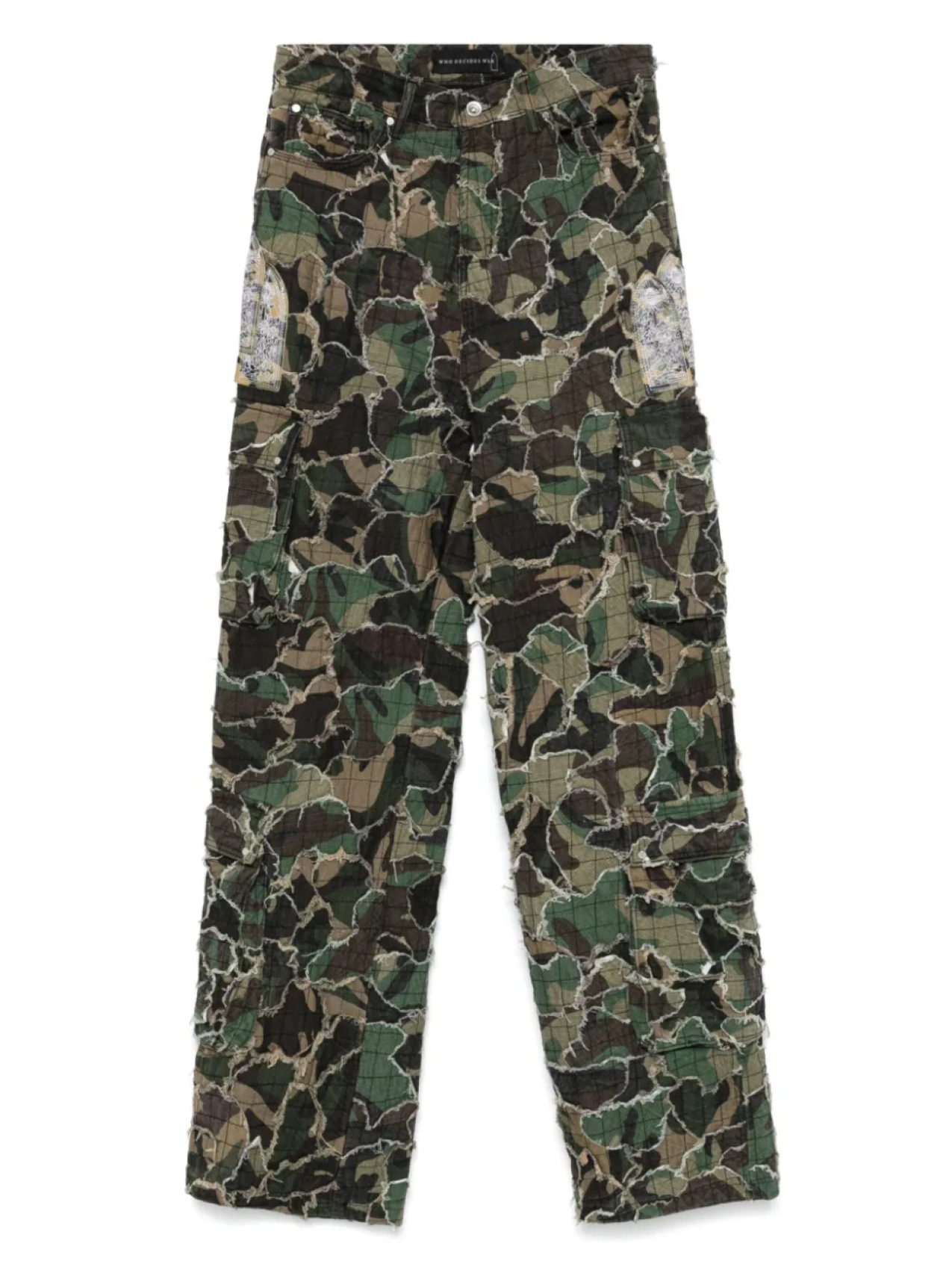 Выбеленные камуфляжные брюки-карго Who Decides War
Выбеленные камуфляжные брюки-карго Who Decides War