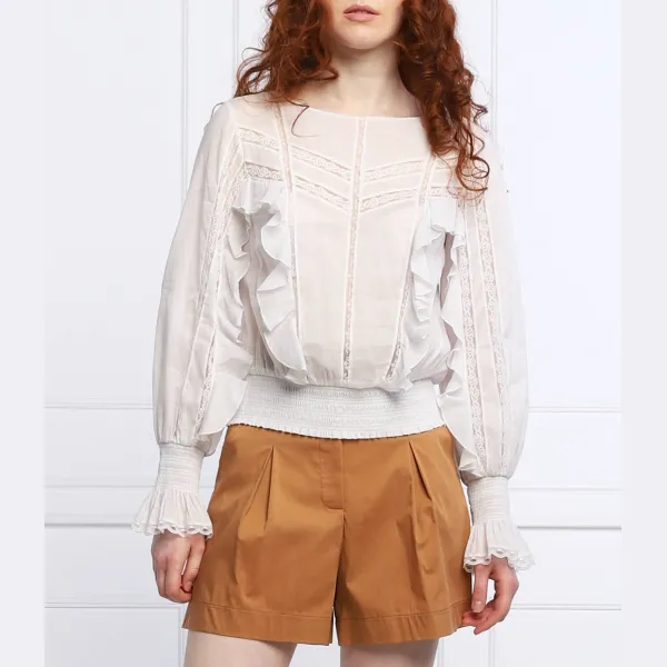 Кружевная блузка обычного кроя Patrizia Pepe, белый 
Кружевная блузка обычного кроя Patrizia Pepe, белый