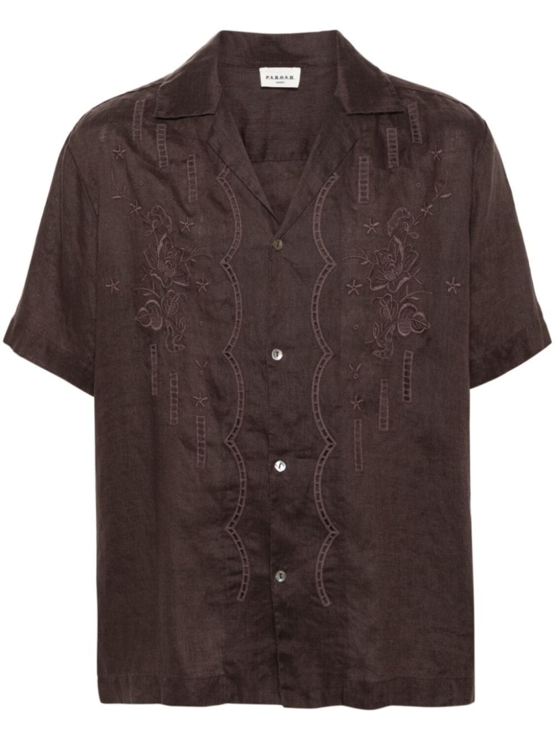 Льняная рубашка с цветочной вышивкой P.A.R.O.S.H., коричневый
Льняная рубашка с цветочной вышивкой P.A.R.O.S.H., коричневый