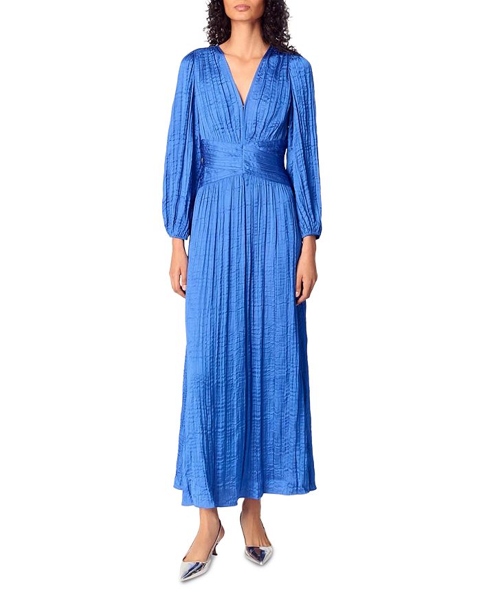Платье макси из атласа с плиссе Maje, синий
Платье макси из атласа с плиссе Maje, синий