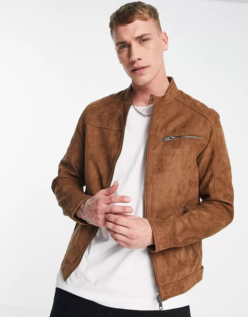 Jack & Jones Essentials — косуха светло-коричневого цвета из синтетической замши
Jack & Jones Essentials — косуха светло-коричневого цвета из синтетической замши
