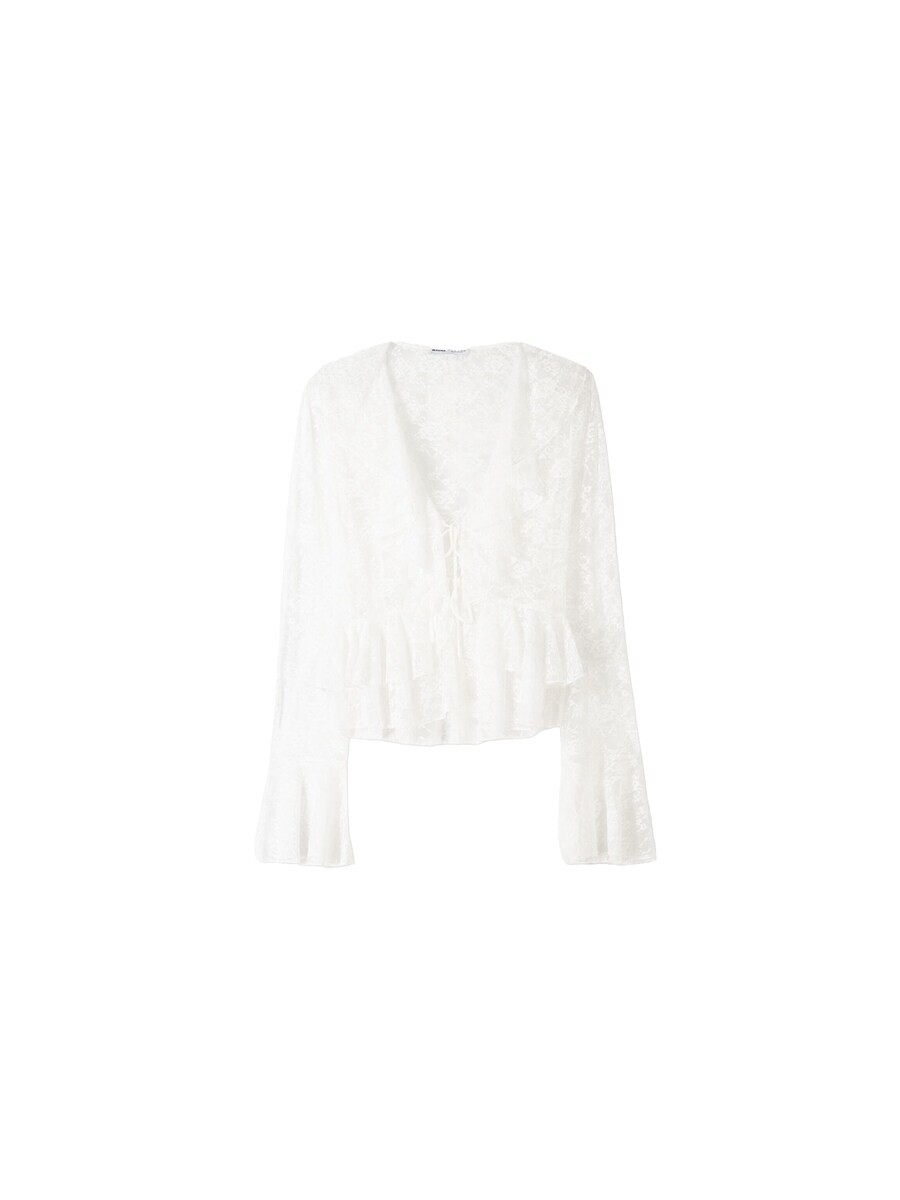 Кружевная блузка Bershka Blouse, белый
Кружевная блузка Bershka Blouse, белый