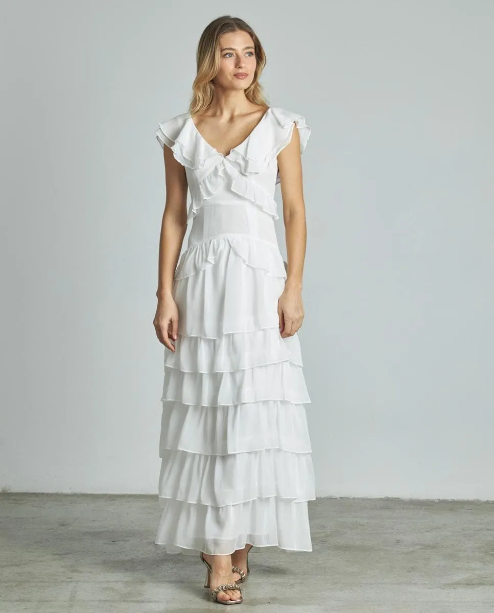 Платье на бретельках с оборками Alma en Pena, белый
Платье на бретельках с оборками Alma en Pena, белый