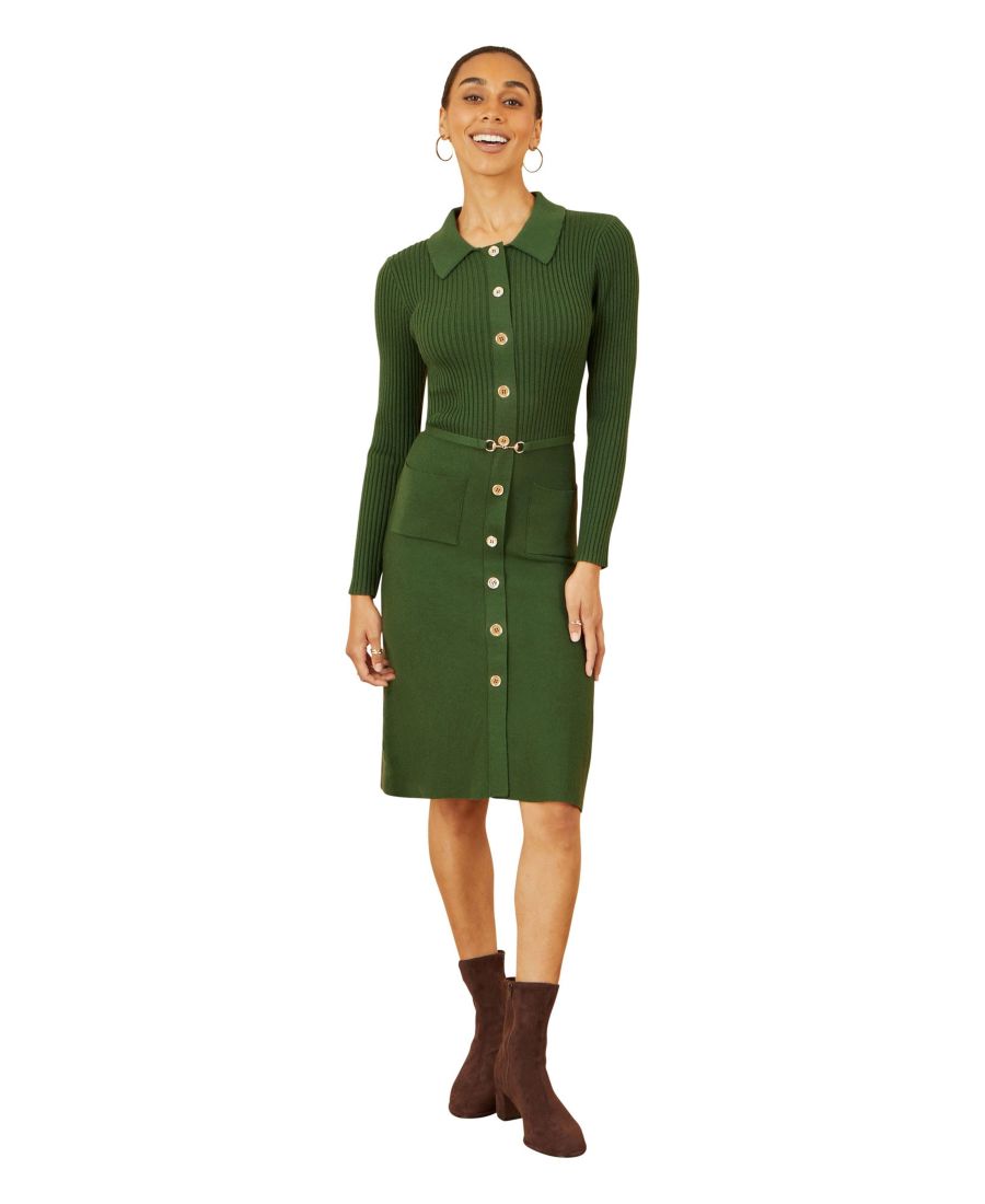 Женское трикотажное платье миди с поясом и карманами Yumi, Green
Женское трикотажное платье миди с поясом и карманами Yumi, Green