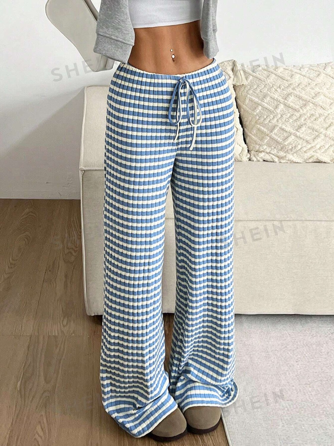 EZwear Женские повседневные праздничные брюки в полоску и с принтом Shein, синий
EZwear Женские повседневные праздничные брюки в полоску и с принтом Shein, синий