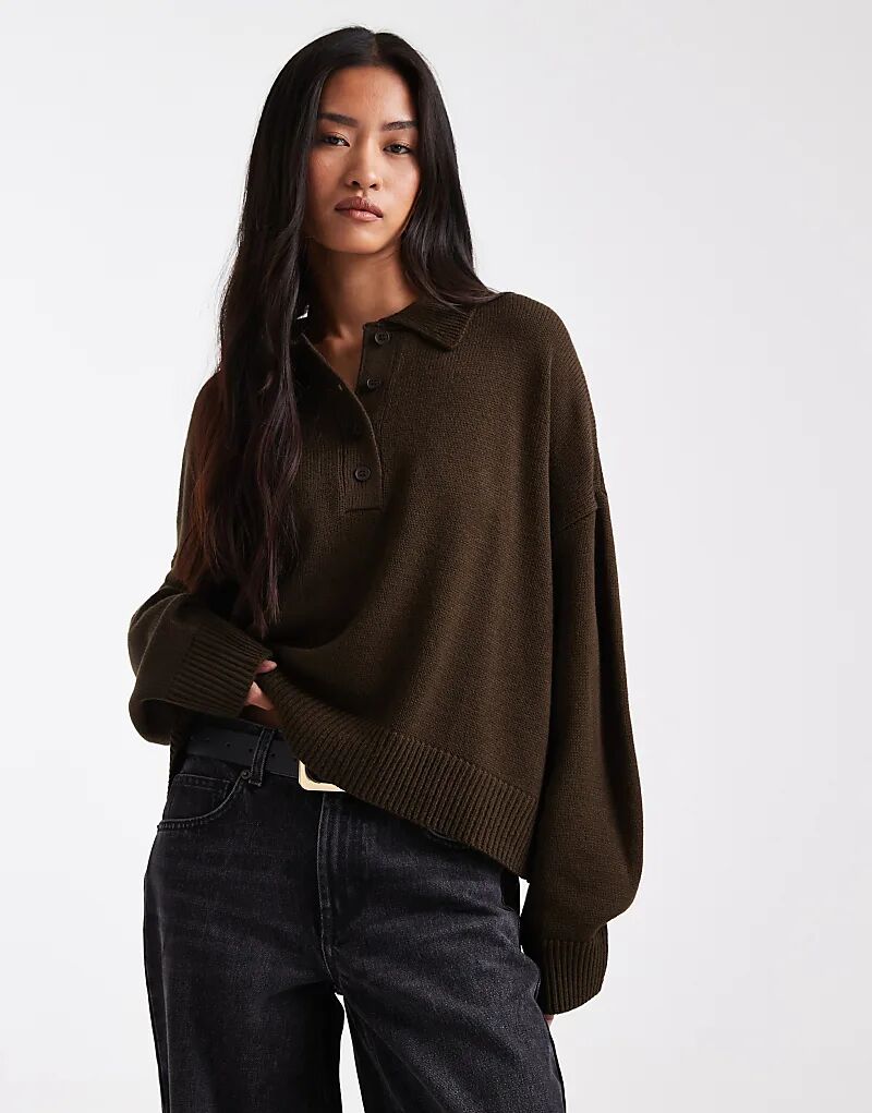 Вязаное поло ASOS DESIGN шоколадного цвета
Вязаное поло ASOS DESIGN шоколадного цвета