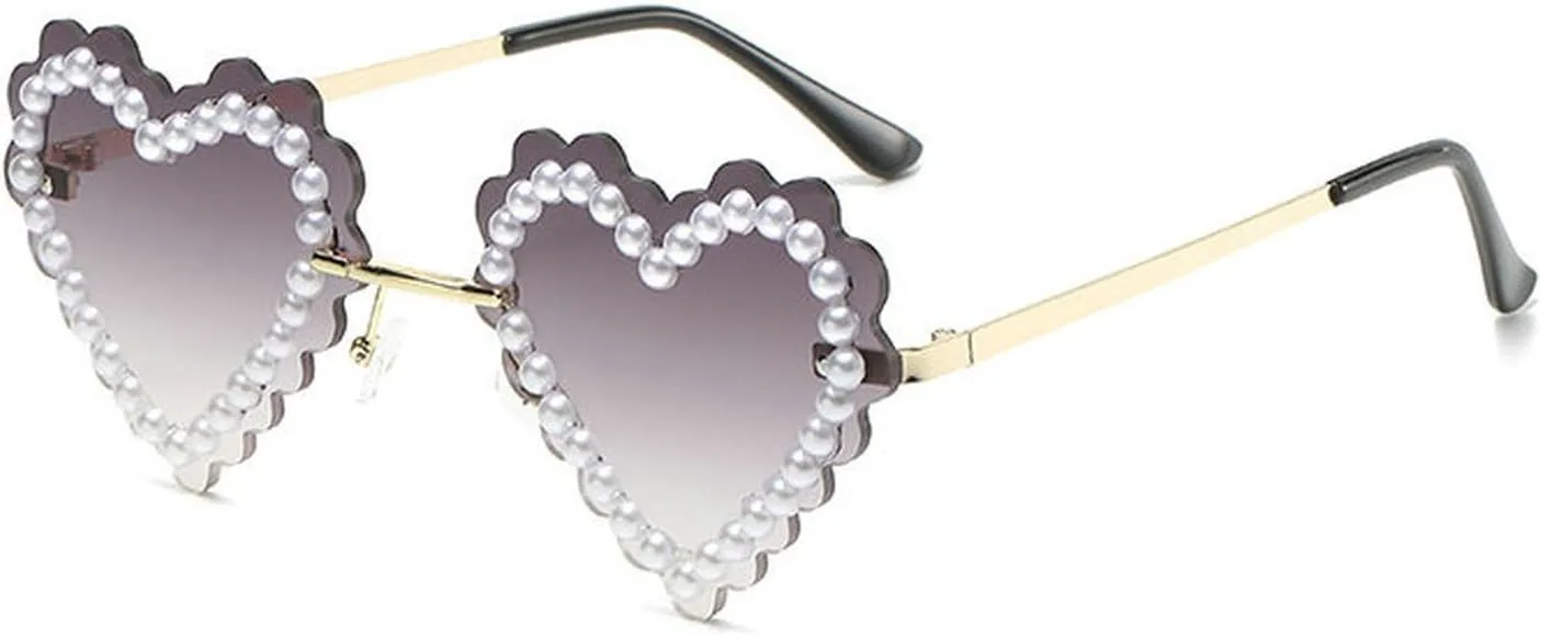 COTIA Милые безободковые солнцезащитные очки в форме сердца с жемчугом для женщин, блестящие, для вечеринок и фестивалей, очаровательные очки, 2pcs Grey+tea
COTIA Милые безободковые солнцезащитные очки в форме сердца с жемчугом для женщин, блестящие, для вечеринок и фестивалей, очаровательные очки, 2pcs Grey+tea